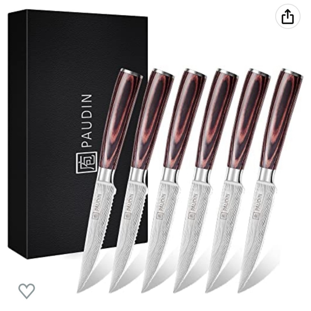 PAUDIN Steak Knives Set of 6, Kitchen Steak Knife